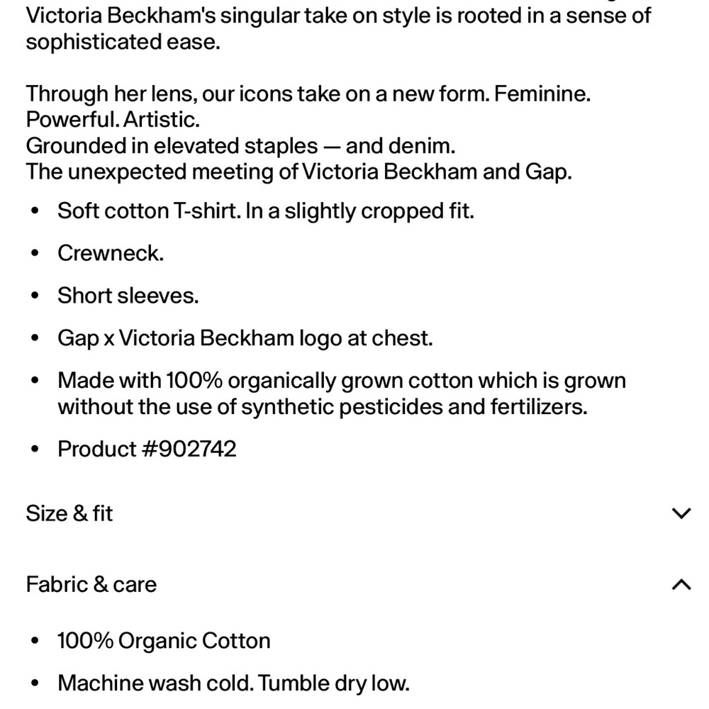 GAP Victoria Beckham White Logo T-Shirt - Picture 3 of 4